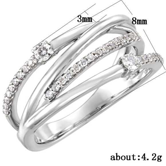 Multi Layer Beautiful White Shiny Zircon Trendy Stackable Ring for Women, PD296 - Picture 4 of 4